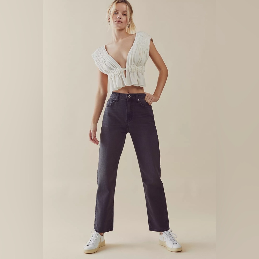 Free people, We The Free Pacifica Straight leg Jean in worn black, size 26